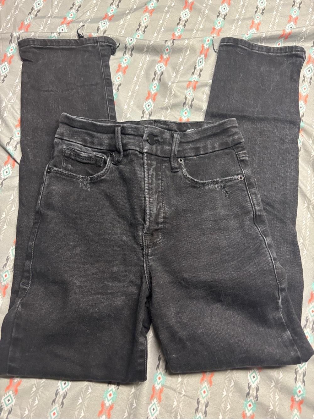⚛️Good American High-Rise Straight Leg Jeans in Washed Black